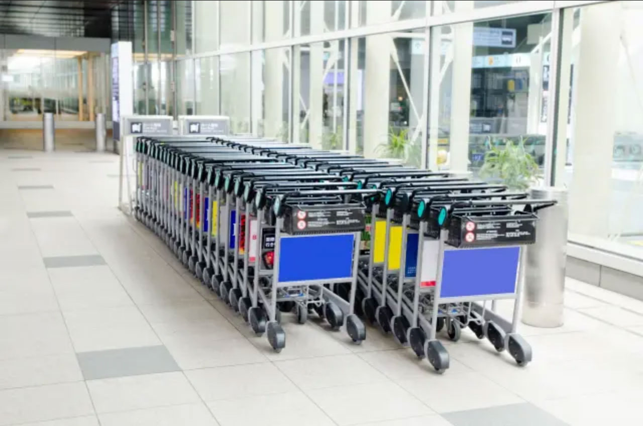 空港にある手荷物カートやドーリー車また大型スーパーやショッピングモールのカートの偏在管理・回収業務効率化